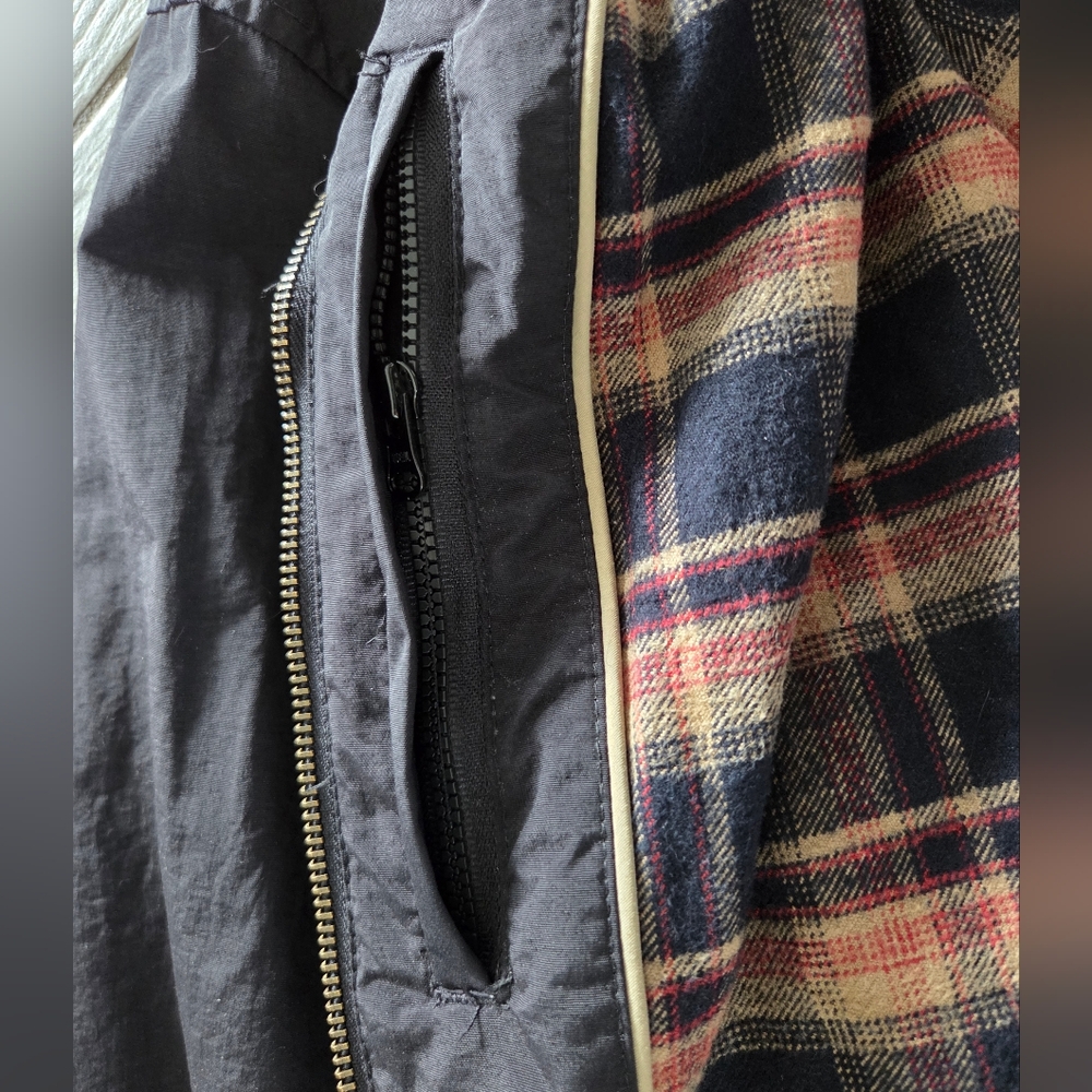 Covington Harrington Plaid Lined Zip Up Bomber Jacket Men XL Black Vintage Retro - Picture 12 of 13
